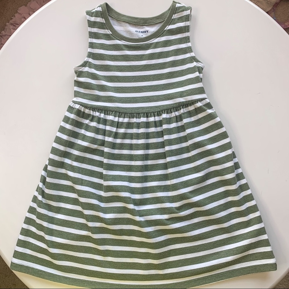 Old Navy | Green Striped Cotton Dress - 3T (toddler)